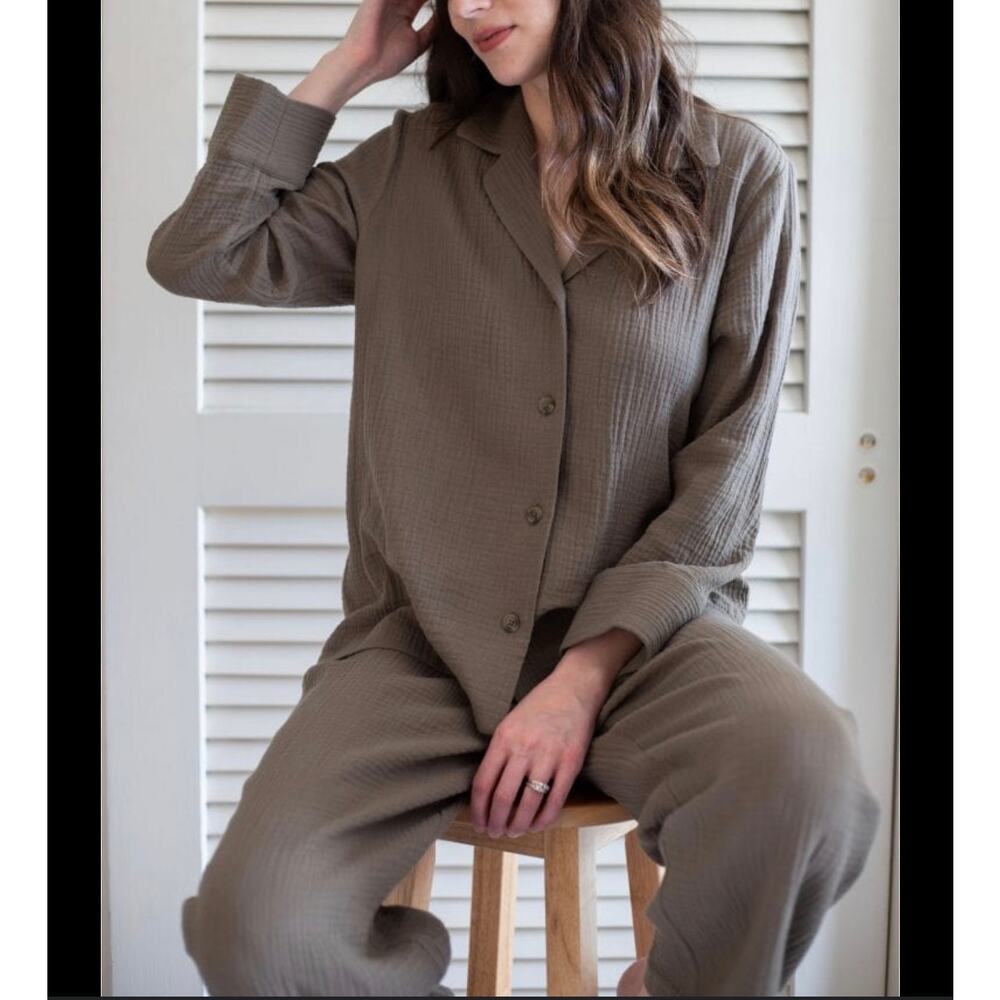 Jenni Kayne Playa pajama set XS olive green khaki - Picture 2 of 8